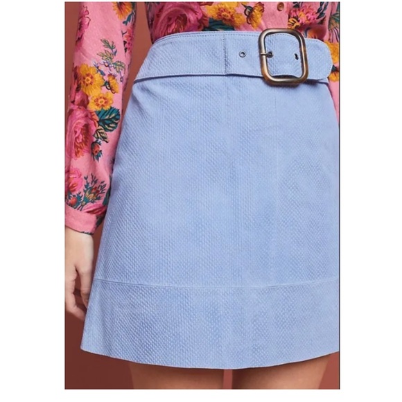 3x 👯‍♀️Host Pick⚡️Anthropologie Embossed Leather Mini Skirt - Picture 2 of 11